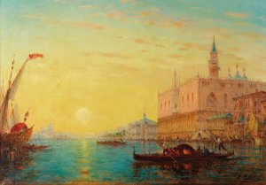 Venice By Sundown by Charles Clement Calderon Oil Painting