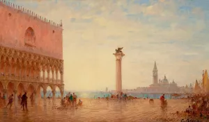 View Of The Piazza San Marco, Venice by Charles Clement Calderon Oil Painting