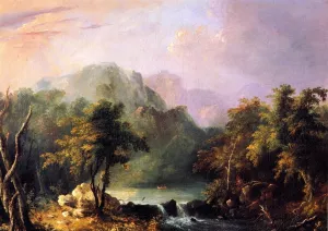Canoeing by the Rapids at Twilight by Charles Codman Oil Painting