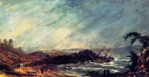 Shipwreck at Pond Cove, Cape Elizabeth by Charles Codman - Oil Painting Reproduction