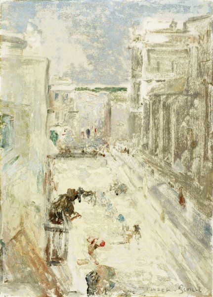 Street in Seville  by Charles Conder - Hand-Painted Oil Painting Reproduction
