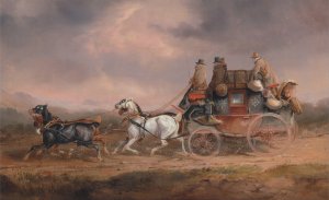 Mail Coaches on the Road- the Louth-London Royal Mail progressing at Speed by Charles Cooper Henderson Oil Painting