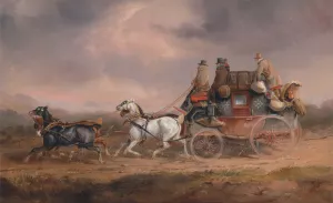 Mail Coaches on the Road- the Louth-London Royal Mail progressing at Speed by Charles Cooper Henderson Oil Painting