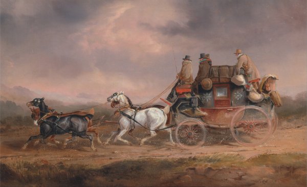 Main Product Photo of Mail Coaches on the Road- the Louth-London Royal Mail progressing at Speed Painting by Charles Cooper Henderson