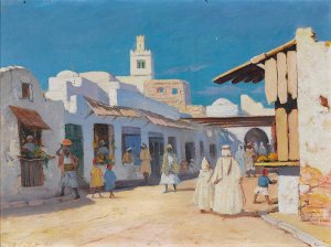 A Street In Tunis by Charles Cottet Oil Painting