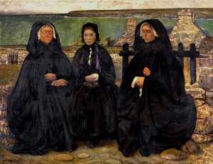 Breton Women in Mourning by Charles Cottet Oil Painting