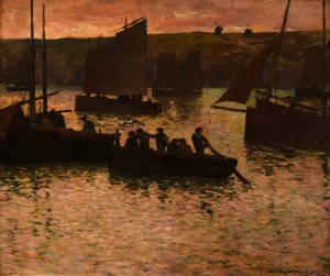 Dans le port by Charles Cottet Oil Painting