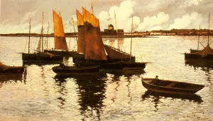 Sunset over the Sails by Charles Cottet - Oil Painting Reproduction