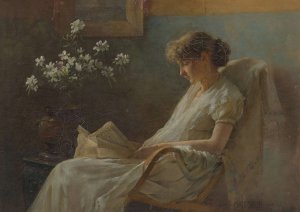 A Comfortable Corner by Charles Courtney Curran Oil Painting