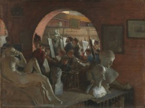 An Alcove in the Art Students'League by Charles Courtney Curran Oil Painting