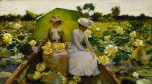 Lotus Lilies by Charles Courtney Curran Oil Painting