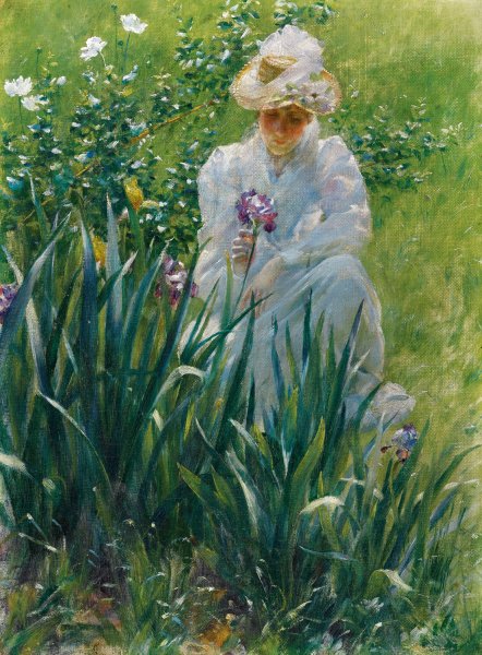 Main Product Photo of The Iris Bed  Painting by Charles Courtney Curran