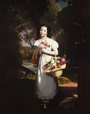 Little Girl with Flowers Amelia Palmer Oil painting by Charles Cromwell Ingham