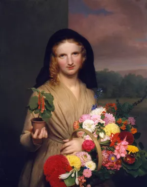 The Flower Girl by Charles Cromwell Ingham Oil Painting