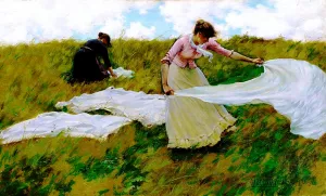 A Breezy Day by Charles Curran Oil Painting
