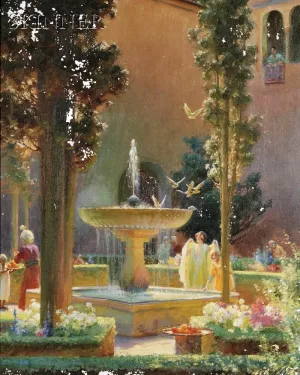 A Moorish Garden, Alhambra by Charles Curran - Oil Painting Reproduction