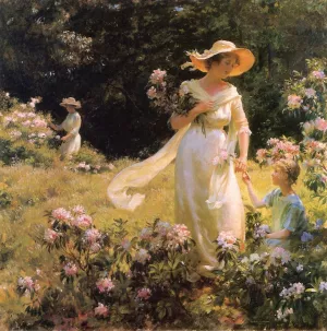 Among the Laurel Blossoms Oil painting by Charles Curran