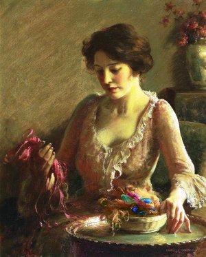 Choosing the Colors by Charles Curran Oil Painting