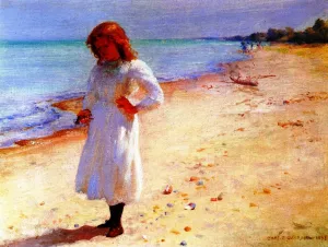 Collecting Seashells by Charles Curran - Oil Painting Reproduction