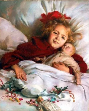 Girl with a Doll by Charles Curran - Oil Painting Reproduction