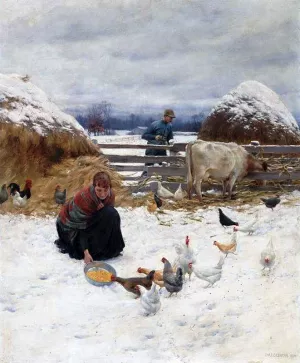 In the Barnyard II by Charles Curran Oil Painting