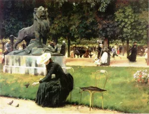In the Luxembourg Garden by Charles Curran - Oil Painting Reproduction