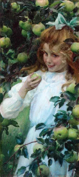 In the Orchard by Charles Curran Oil Painting