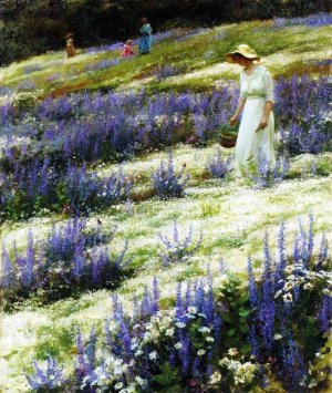Ladies on a Hill II Oil painting by Charles Curran