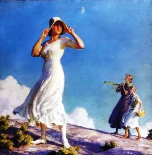 Ladies on a Hill by Charles Curran Oil Painting