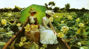 Lotus Lilies by Charles Curran Oil Painting
