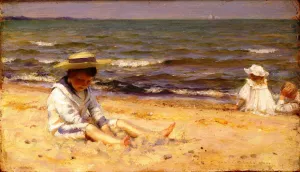 On The Beach, Lake Erie by Charles Curran Oil Painting