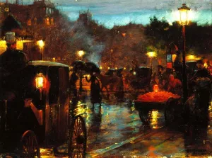 Paris at Night by Charles Curran Oil Painting