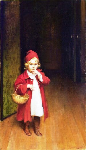 Playing Red Riding Hood by Charles Curran Oil Painting