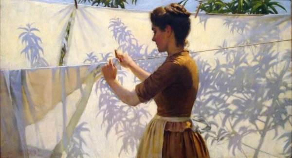 Shadows by Charles Curran - Hand-Painted Oil Painting Reproduction