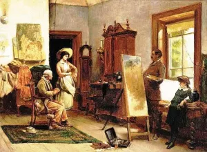 The Artist at Work by Charles Curran Oil Painting