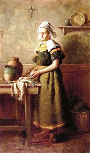 The Breton Girl by Charles Curran Oil Painting
