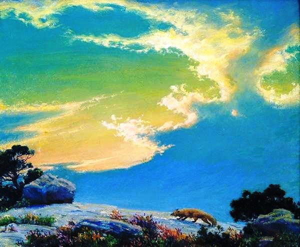 Main Product Photo of The Cliff Sunset Painting by Charles Curran