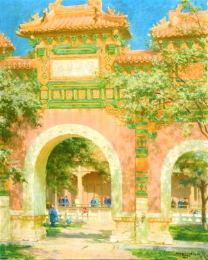 The Green and Gold Pailou by Charles Curran Oil Painting