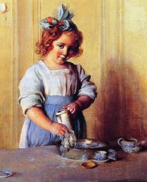 Washing Dishes by Charles Curran Oil Painting