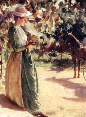 Woman with a Horse by Charles Curran Oil Painting