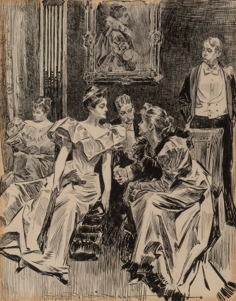 Main Product Photo of A Social Gathering Painting by Charles Dana Gibson