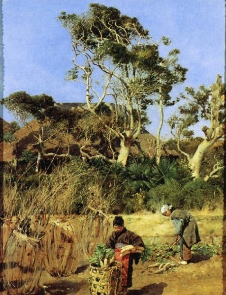 Main Product Photo of Farm Yard, Japan Painting by Charles Dater Weldon