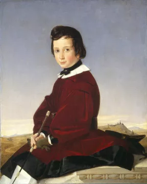 Portrait of a Young Horsewoman by Charles David Oil Painting