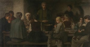 Prayer for the food by Charles De Groux Oil Painting