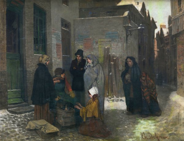 The Coffee Roaster  by Charles De Groux - Hand-Painted Oil Painting Reproduction