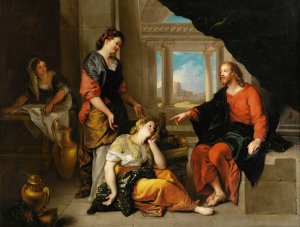 Christ At The Home Of Martha And Mary by Charles De La Fosse Oil Painting