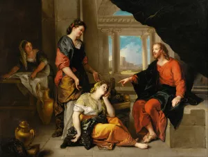 Christ At The Home Of Martha And Mary by Charles De La Fosse Oil Painting