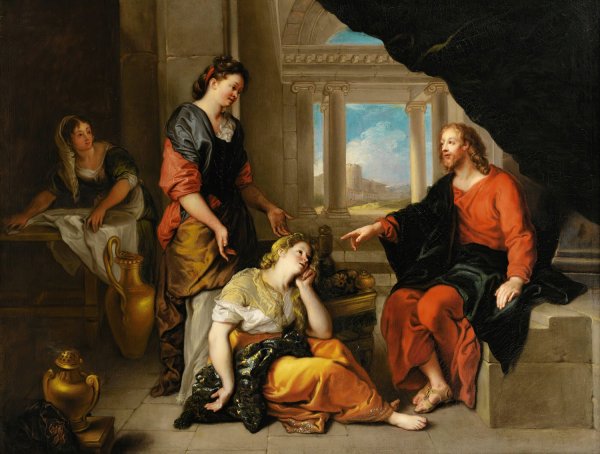 Christ At The Home Of Martha And Mary by Charles De La Fosse - Hand-Painted Oil Painting Reproduction