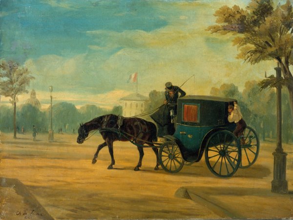 Le Fiacre  by Charles De Luna - Hand-Painted Oil Painting Reproduction