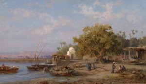Les Bords Du Nil by Charles De Tournemine Oil Painting
